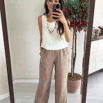 Bej Keten  Pantalon