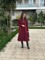 Bordo altı valonlu  elbise - Görsel 2