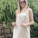 Bej Kısa Kollu Tunik