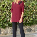 Bordo Pul Detaylı Tunik