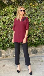Bordo Pul Detaylı Tunik