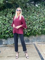 Bordo  Yarasa Kol Tunik