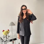 Siyah Deri Görünüm Tunik