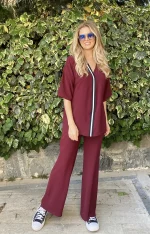 Bordo Şerit Detaylı Tunik - Görsel 2