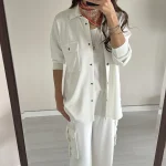 Beyaz Cepli Pamuk  Modal Takım