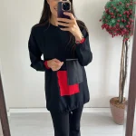 Kırmzı/Siyah Detaylı Sweat