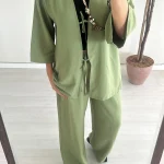 Haki Kimono Ceketli Takım