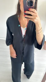 Siyah  Kimono Ceketli Takım - Görsel 3