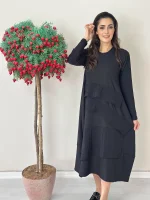Parçalı Siyah Elbise