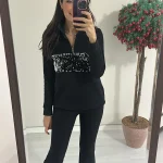 Siyah Pul Detaylı Sweat