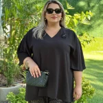 Siyah Broşlu Tunik
