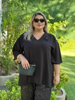 Siyah Broşlu Tunik
