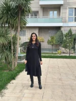 Siyah altı valonlu  elbise - Görsel 2