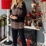 Siyah Leopar Detaylı Sweat