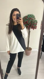 Siyah/Beyaz Geçişli Sweat