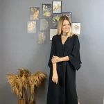 Yırtmaç Detaylı Siyah  Elbise
