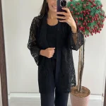 Siyah Dantel Kimono Ceket