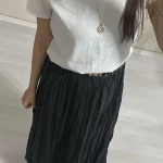 Siyah kırışık  etek