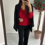 Siyah Palazzo Düz Pantalon