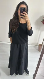 Siyah paraşüt etek
