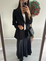 Siyah Saten Uzun etek