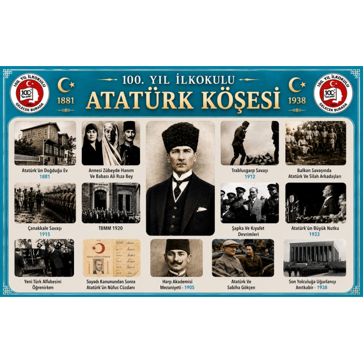 Atatürk Köşesi Cam Tablosu Yakın