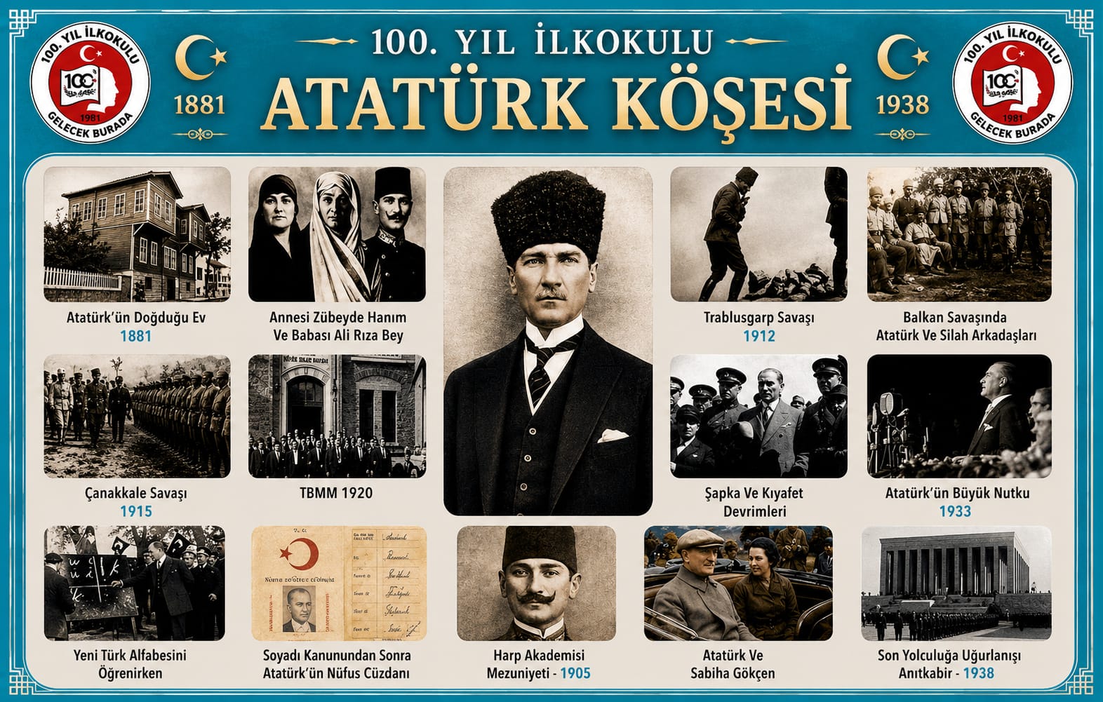 Atatürk Köşesi Cam Tablosu Yakın